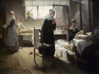 Evangeline oppdager sin kjæreste på sykehuset av Samuel G. Richards