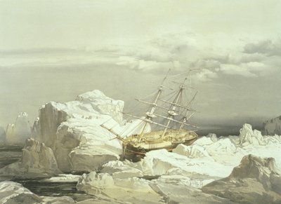Kritisk posisjon til H.M.S. Etterforsker på nordkysten av Baring Island, 20. august 1851, gravert av William Simpson, utgitt av Ackermann und Co., 1854 av Samuel Gurney Cresswell
