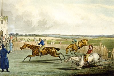 Forth Mile, fra Steeplechasing, gravert av Charles Hunt (1829-1900) (farge litho) av Samuel Henry (after) Alken