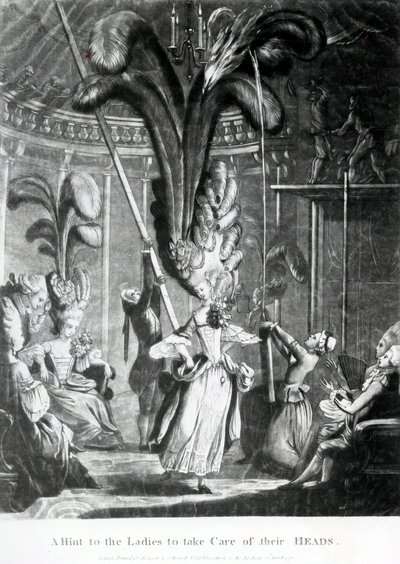 Et hint til damene om å ta vare på hodene deres, utgitt av Sayer und Bennett (1774-1786), 1776 (mezzotint) av Samuel Hieronymous Grimm