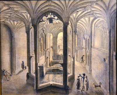 Innvendig visning av Holywell Spa, Nord-Wales (akvarell med penn og blekk på papir) av Samuel Hieronymous Grimm