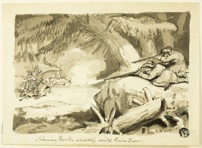 Sibirske eksil som skyter villrein (recto); Shell (verso) av Samuel Howett