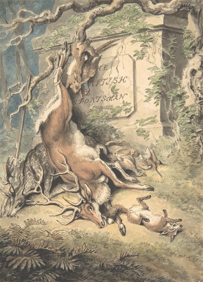 Design for frontispice til The British Sportsman, sent på 1700- og begynnelsen av 1800-tallet. av Samuel Howitt