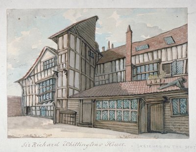 Sir Richard Whittingtons hus, Milton Street, City of London, 1800 av Samuel Ireland