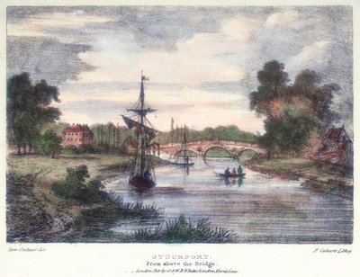Stourport-on-Severn, Worcestershire, fra over broen, c1795. av Samuel Ireland