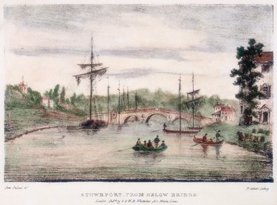 Stourport-on-Severn, Worcestershire, fra under broen, c1795. av Samuel Ireland