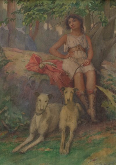 Figur med to hunder av Samuel Isham
