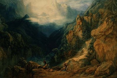 Komposisjon: Hunters Resting after the Chase (akvarell) av Samuel Jackson