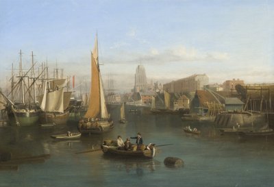 St Mary Redcliffe og Redcliffe Parade fra Prince Street Bridge, ca. 1826 (olje på lerret) av Samuel Jackson