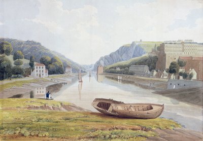 Utsikt nedover Avon med Hotwells og Clifton, ca. 1825 av Samuel Jackson