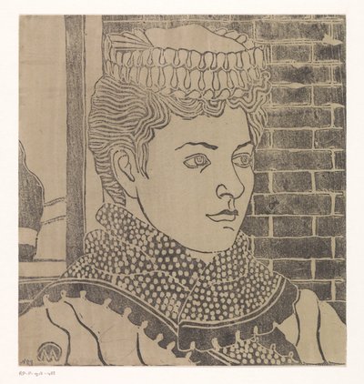 Kvinne med hushjelpshatt av Samuel Jessurun de Mesquita (signed by artist)