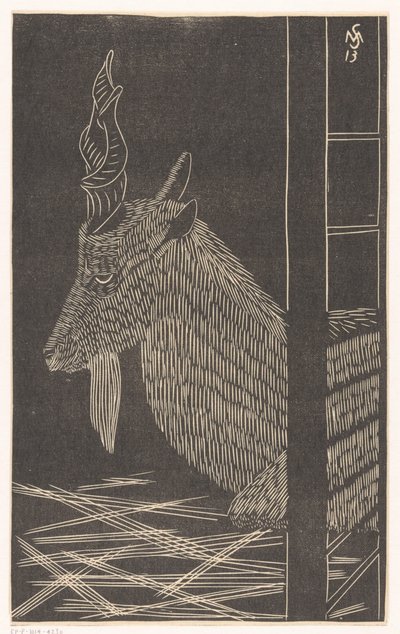 Markhor geit (sittende hjort i et bur) av Samuel Jessurun de Mesquita