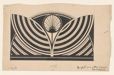 Design for et dekorativt boktrykkstempel av Samuel Jessurun de Mesquita