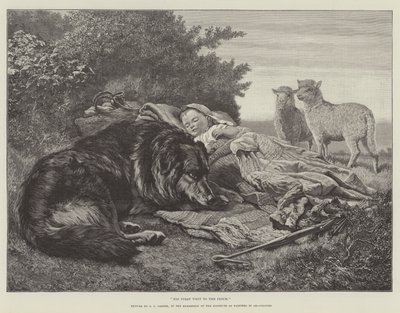 Hans første besøk til flokken, i utstillingen til Institute of Painters in Oil-Colours av Samuel John Carter