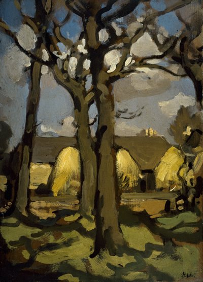 Farm Steading (olje på panel) av Samuel John Peploe