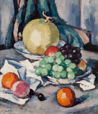 Blandet frukt - melon, druer og epler, ca. 1926 (olje på lerret) av Samuel John Peploe