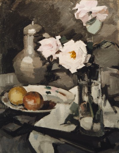 Rosa roser i en glassvase, ca. 1924 av Samuel John Peploe