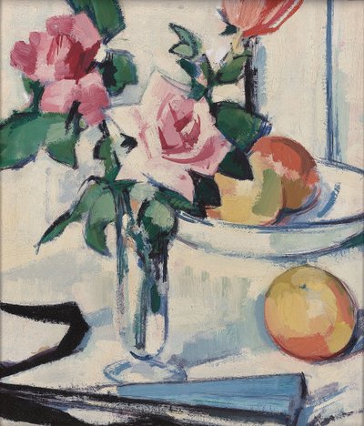 Stilleben med rosa roser, av Samuel John Peploe