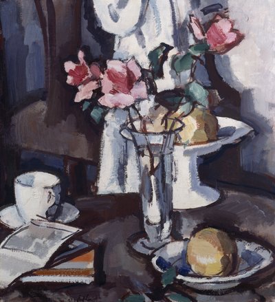 Stilleben med røde roser, ca. 1931 (olje på lerret) av Samuel John Peploe