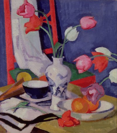 Tulipaner og frukt, ca. 1919 (olje på lerret) av Samuel John Peploe