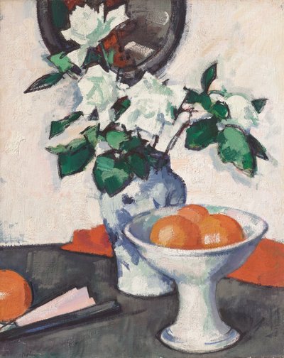 Hvite roser, ca. 1924 (olje på lerret) av Samuel John Peploe