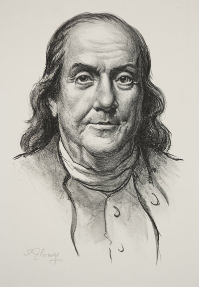 Benjamin Franklin (litho) av Samuel Johnson Woolf