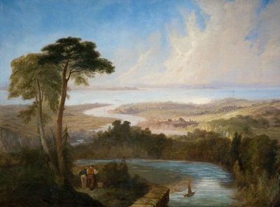 Panoramautsikt over Severn-elvemunningen, tidlig på midten av 1800-tallet. av Samuel Lines