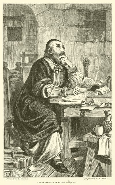 Ridley skriver i fengselet av Samuel Luke Fildes