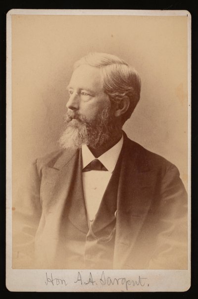 Portrett av Aaron Augustus Sargent 1827-1887, mellom 1876 og 1880. av Samuel Montague Fassett