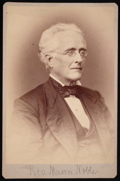 Portrett av pastor Mason Noble 1809-1881, mellom 1876 og 1880. av Samuel Montague Fassett