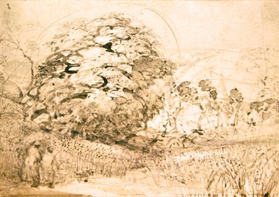 En sti gjennom en kornåker, ca. 1832-33 (akvarell på papir) av Samuel Palmer