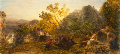Harvest in the Vineyard, 1859 (wc, gouache og gummi arabicum på papir) av Samuel Palmer