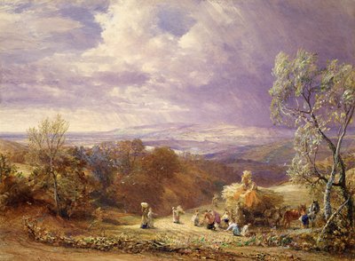 Innhøsting (wc og kroppsfarge på papir) av Samuel Palmer