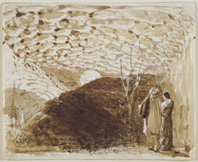Månebelyst landskap av Samuel Palmer
