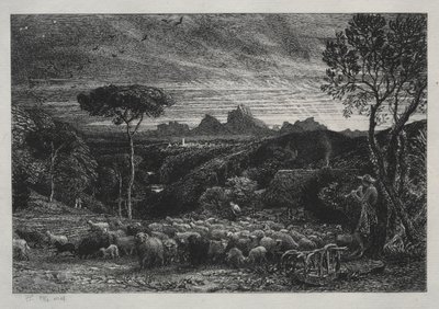 Åpning av folden, 1880. av Samuel Palmer