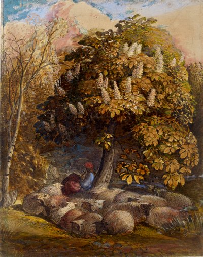 Pastoral med et hestekastanjetre, c1830-1831 av Samuel Palmer