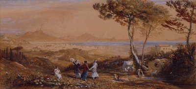 Napolibukten (akvarell på papir) av Samuel Palmer