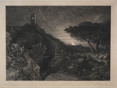 Det ensomme tårnet. av Samuel Palmer