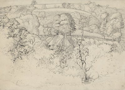 The Primitive Cottage, Shoreham (penn, blekk og vask på papir) av Samuel Palmer