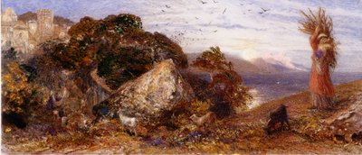 The Rising Moon (bc, blyant og wc på papir) av Samuel Palmer