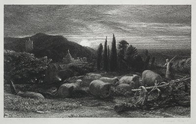 Den stigende månen, 1857. av Samuel Palmer