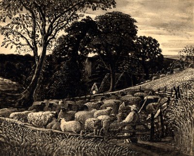 The Sheep Fold, ca. 1831-32 (Akvarell) av Samuel Palmer
