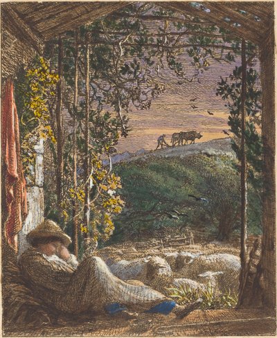 Den sovende hyrde; Tidlig morgen av Samuel Palmer