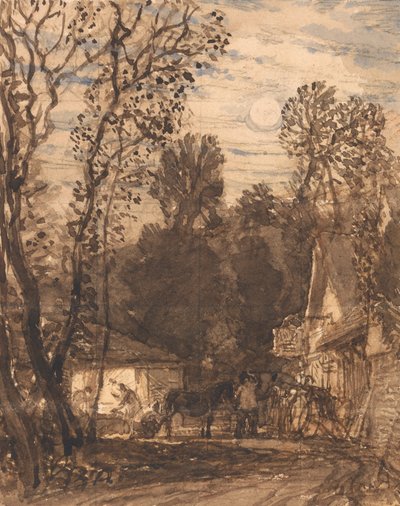 The Wayside Smithy (blyant og blekkvask på papir) av Samuel Palmer