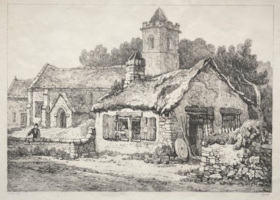 En serie med eldgamle bygninger og landlige hytter i Nord-England: Ayton av Samuel Prout