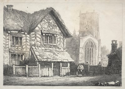 En serie med eldgamle bygninger og landlige hytter i Nord-England: Helmsley, 1821. av Samuel Prout
