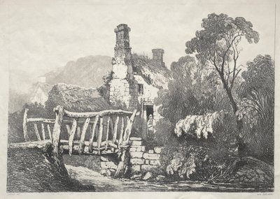 En serie med eldgamle bygninger og landlige hytter i Nord-England: Nær Byland av Samuel Prout