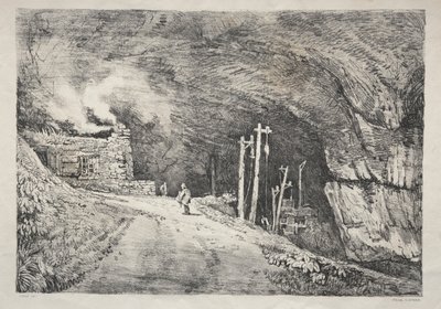 En serie med eldgamle bygninger og landlige hytter i Nord-England: Peak Cavern av Samuel Prout