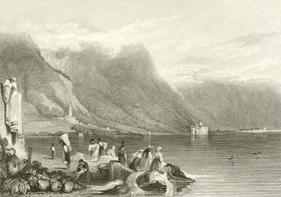 Chillon-slottet, Genfersjøen, Sveits av Samuel Prout