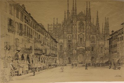 Katedralen i Milano, ukjent dato (akvarell på papir) av Samuel Prout